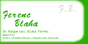 ferenc blaha business card